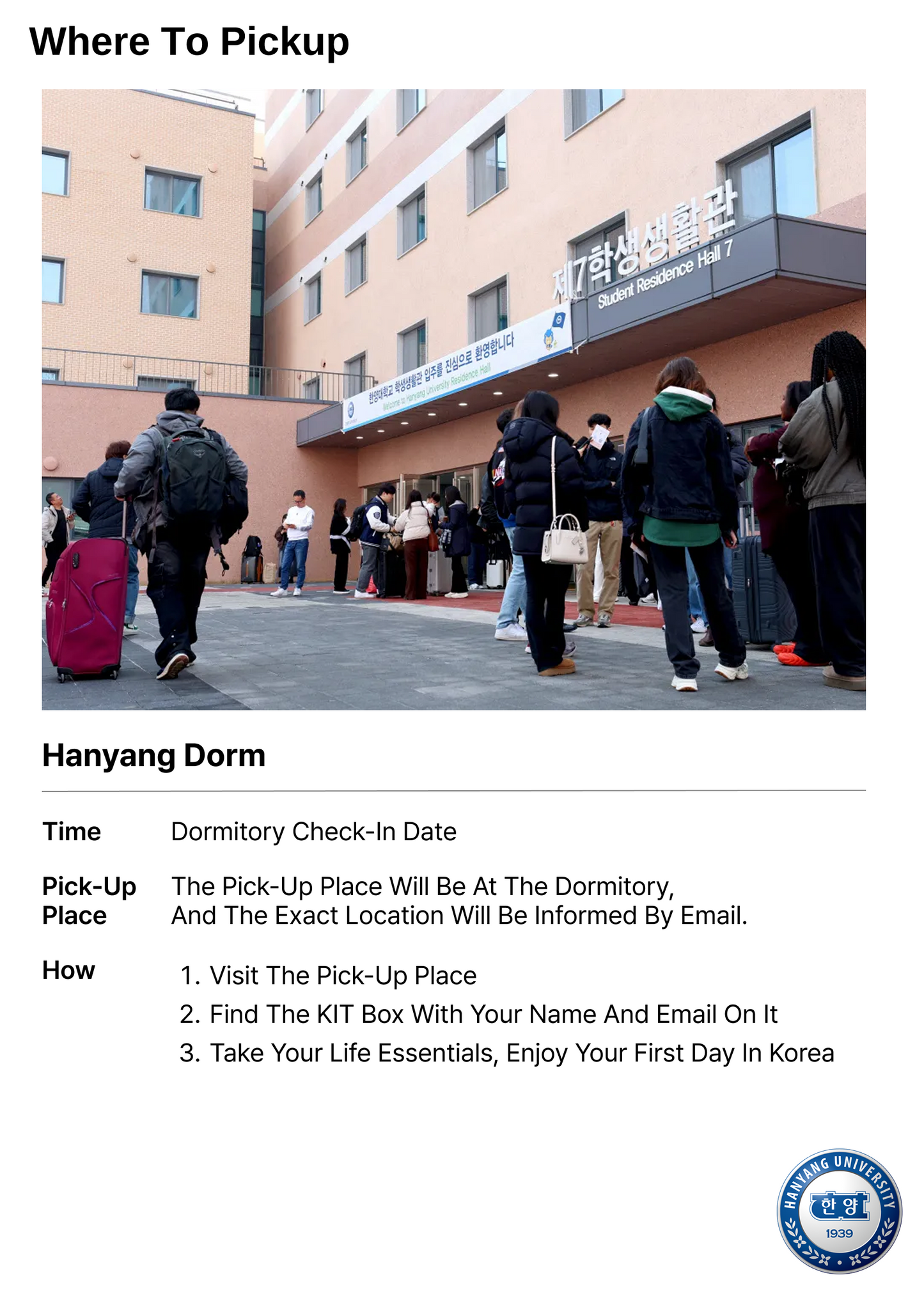 Living Kit for Hanyang Dorm HIWS (Session B)